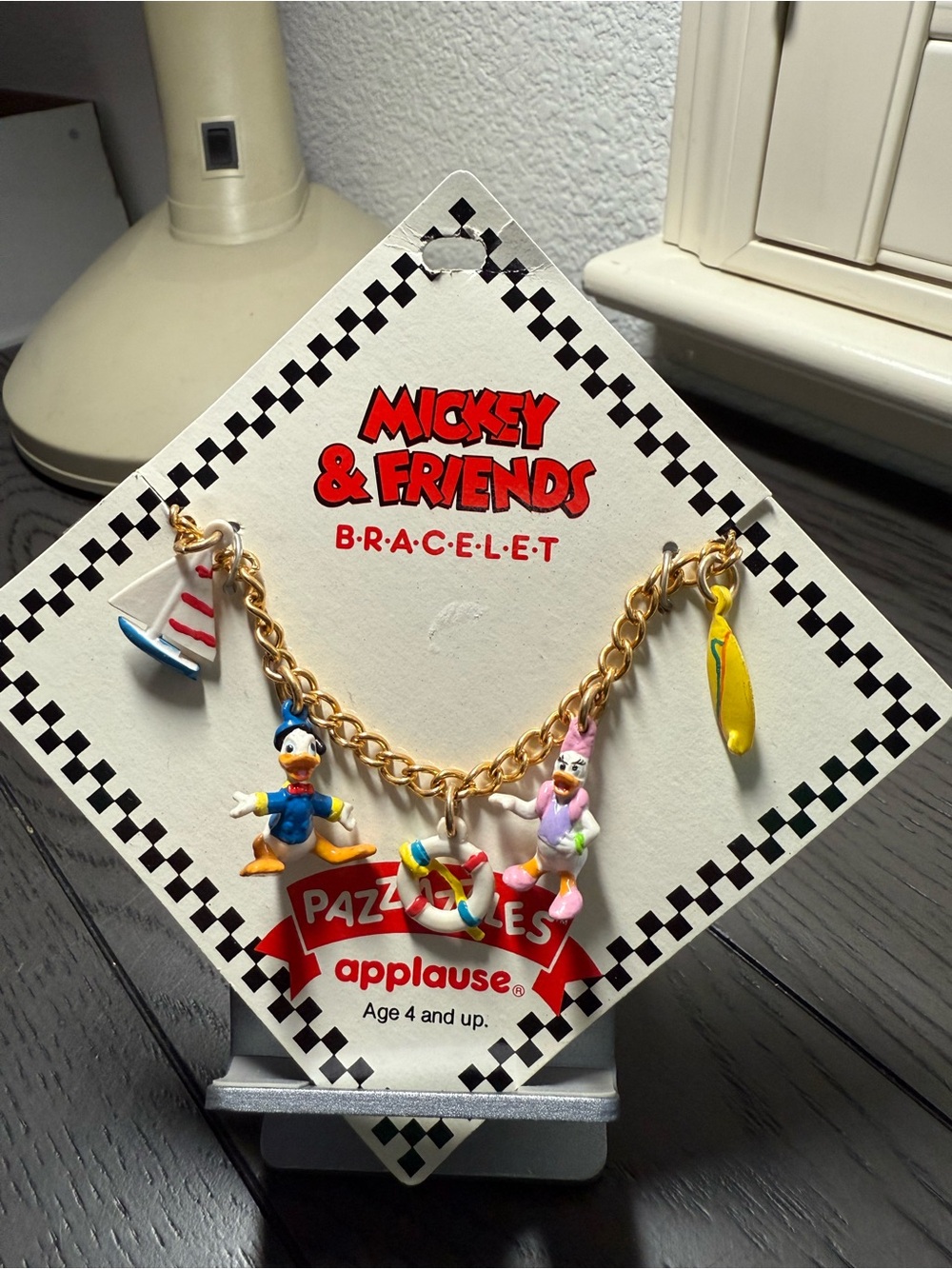 Disney Pazzazzles Mickey & Friends Gold Charm Bracelet with Donald/Daisy Sailing